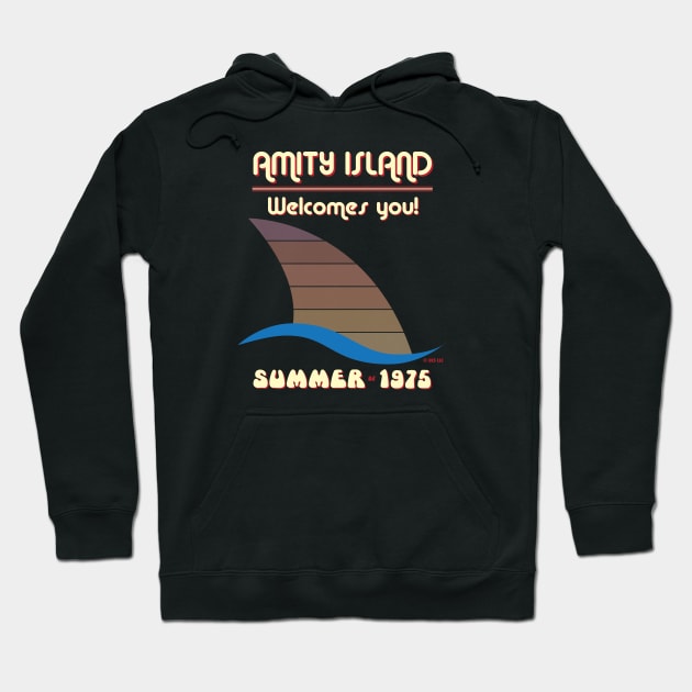 AMITY ISLAND WELCOMES YOU - SUMMER OF 1975 Hoodie by Hou-tee-ni Designs